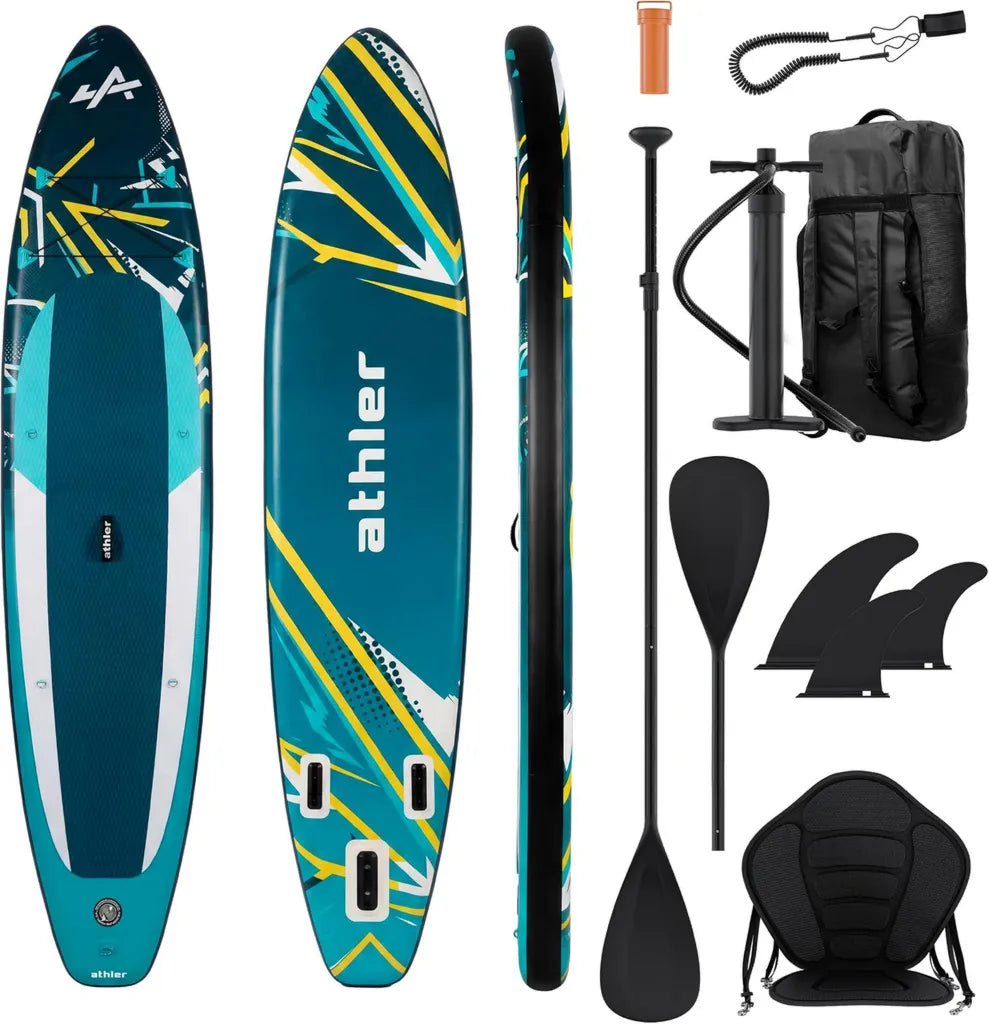 Deska SUP Athler Zander 350 do 180 kg z siedziskiem kajakowym i wiosłem 2 w 1 - 350x80 cm