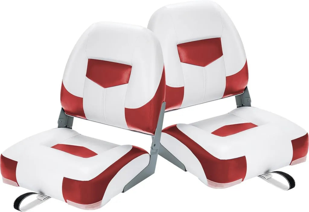 KOMFOTTEU Składane Siedzenie Łodzi z PCW, 2-częściowe, Ergonomiczne Krzesło, 110 kg, Czerwone, 50x52x42 cm
