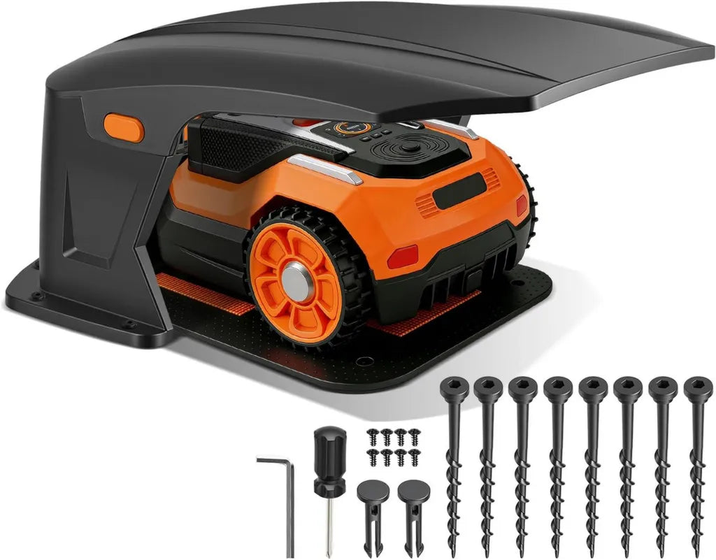 Garaż dla robota koszącego z odpornym na pogodę dachem i ochroną UV