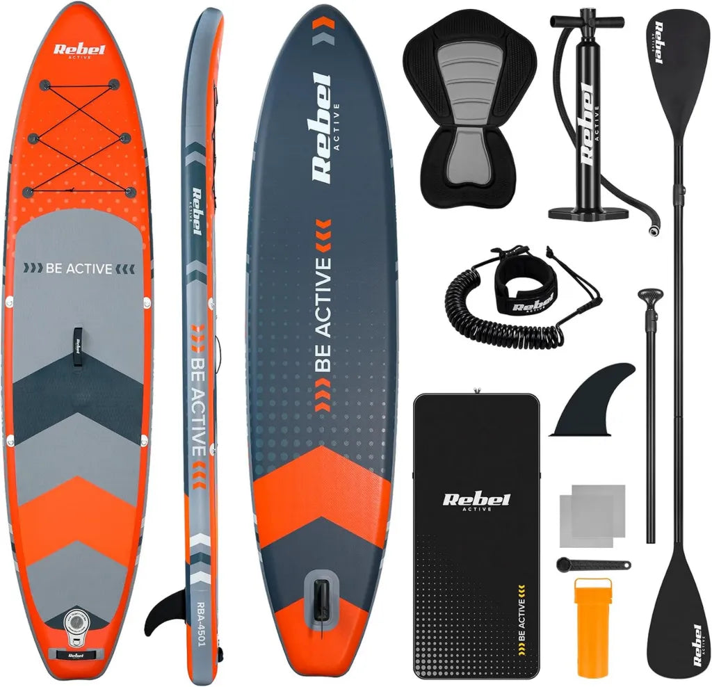 Deska SUP Pompowana Rebel Electro 350 cm z Siedziskiem, Wiosłem i Plecakiem
