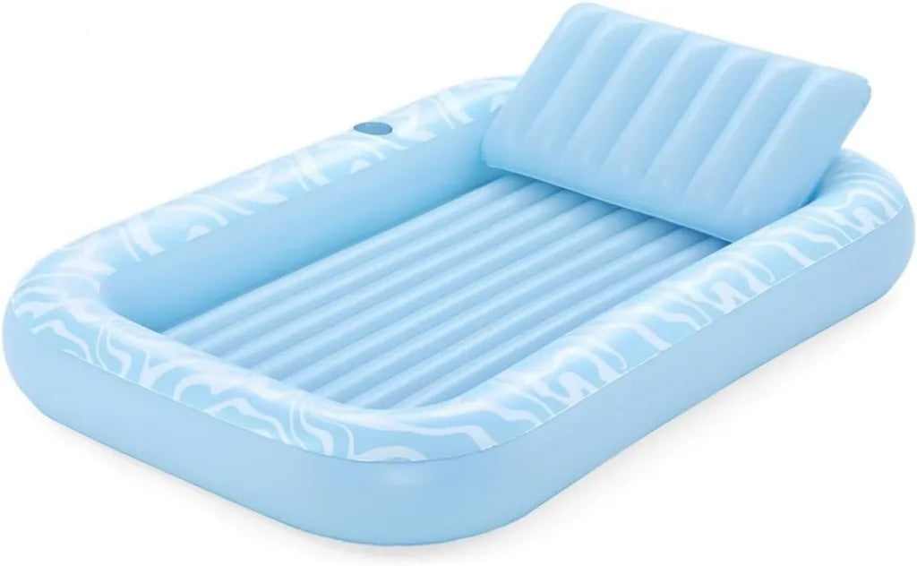 Bestway Dmuchana leżanka z uchwytem na kubek, solarium do opalania, niebieska