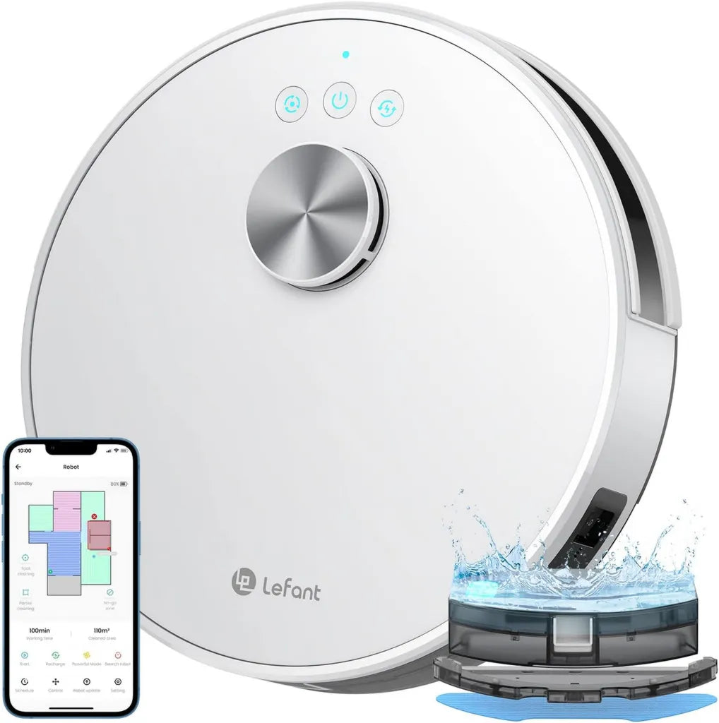 Robot sprzątający Lefant 4000Pa z nawigacją LiDAR, wielopoziomowe mapowanie, wirtualne strefy, kontrola przez Alexa/APP/WiFi, idealny do sierści zwierząt i twardych dywanów