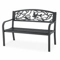Ławka ogrodowa metalowa czarna z motywem ptaków 126x60x85 cm