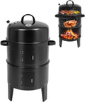 Wielofunkcyjny grill węglowy 3 w 1 z wędzarnią i regulacją pary
