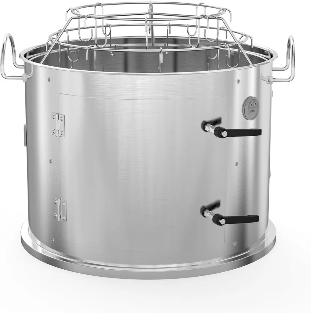 Komora wędzarnicza ze stali nierdzewnej Onlyfire, do grilli węglowych 47 cm, kompatybilna z Weber, z zestawem wieszaków
