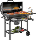 Przenośny grill węglowy Outsunny z termometrem, pokrywą i kółkami do ogrodu i tarasu, 114x65x95 cm