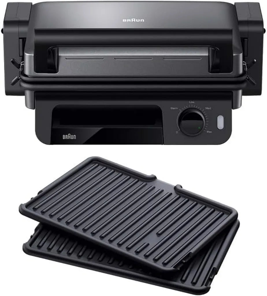 Elektryczna Grillowa Patelnia Braun MultiGrill CG5010IGY, Regulacja Temperatury, Zmywalne Płyty, 2000 W