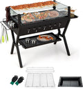 Grill węglowy z uchwytem na przyprawy i rękawicami, 3 w 1, czarny
