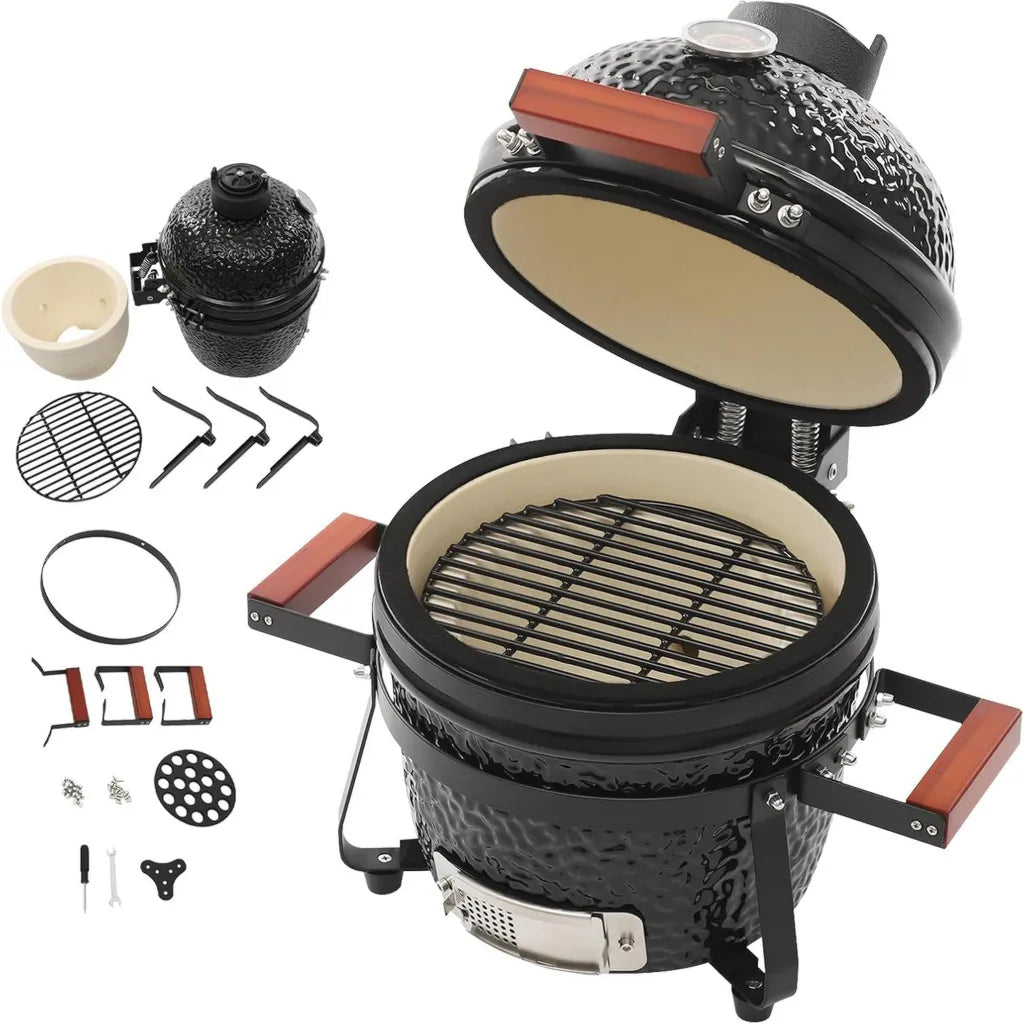 Kompaktowy ceramiczny grill węglowy 30 cm na kemping i patio