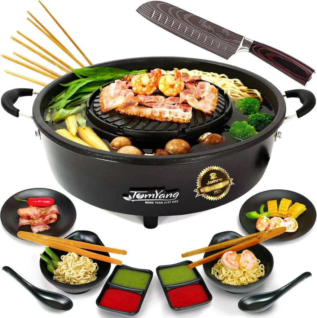 TomYang Premium Hot Pot z Santoku i akcesoriami dla 2 osób, tajski grill