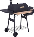 Outsunny Grill węglowy z pokrywą, termometrem i kółkami, stal walcowana na zimno, kolor czarny