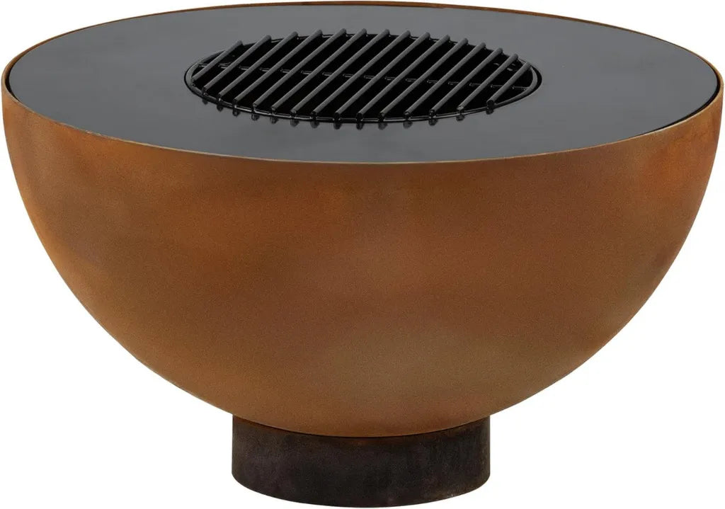 Okrągłe Palenisko BBQ-Toro z Rusztem, Średnica 60 cm, Stal Corten, Do Ogrodu i Na Taras
