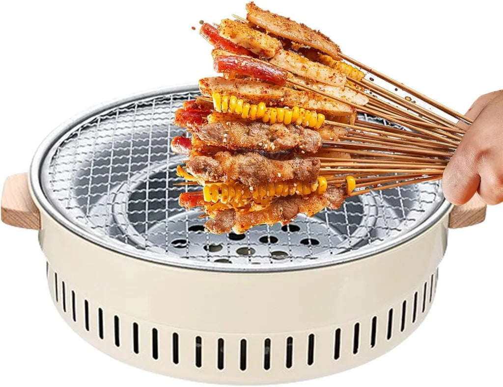 Grill węglowy przenośny 32 cm z powłoką nieprzywierającą na zewnątrz