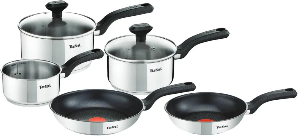 TEFAL Comfort Max zestaw garnków i patelni, stal nierdzewna, nieprzywierająca powłoka