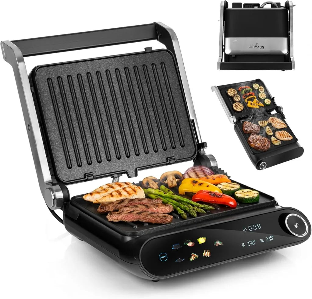 Grill Kontaktowy LEHMANN 2200W z Ekranem Dotykowym i 10 Programami
