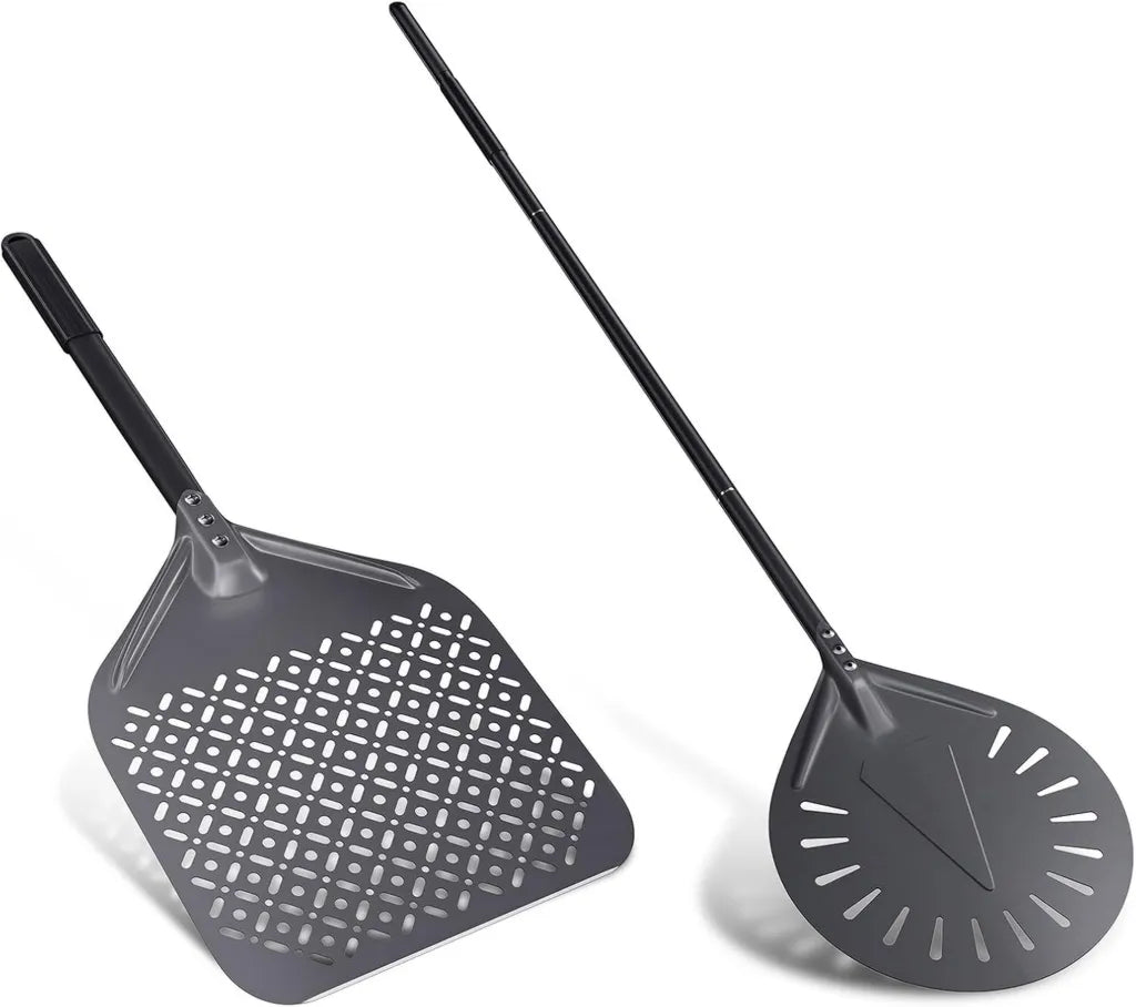 Łopatka do pizzy 30 cm i 23 cm z uchwytem, anodyzowane aluminium, ergonomiczny chwyt