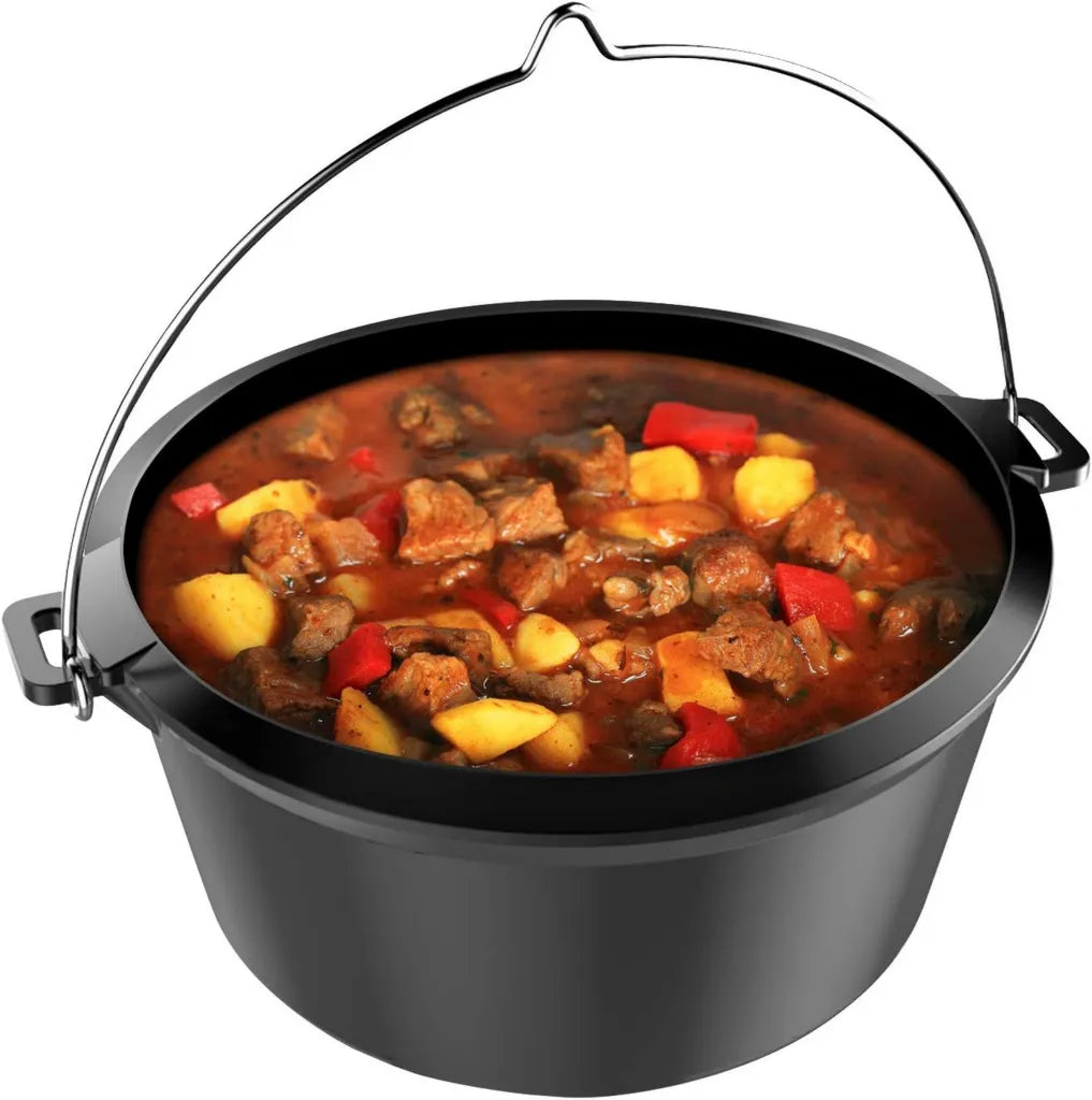 Tepro Żeliwny Dutch-Oven z Systemem Rost-in-Rust, Akcesoria do Grilla, Średnica 57 cm, Czarny