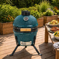 Ceramiczny Mini Grill Neo Kamado 33 cm z Wędzarnią, Przenośny, Turkusowy Niebieski