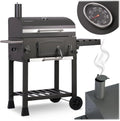 Grill węglowy Berdsen z pokrywą i termometrem, 122x109,5x48 cm, szary