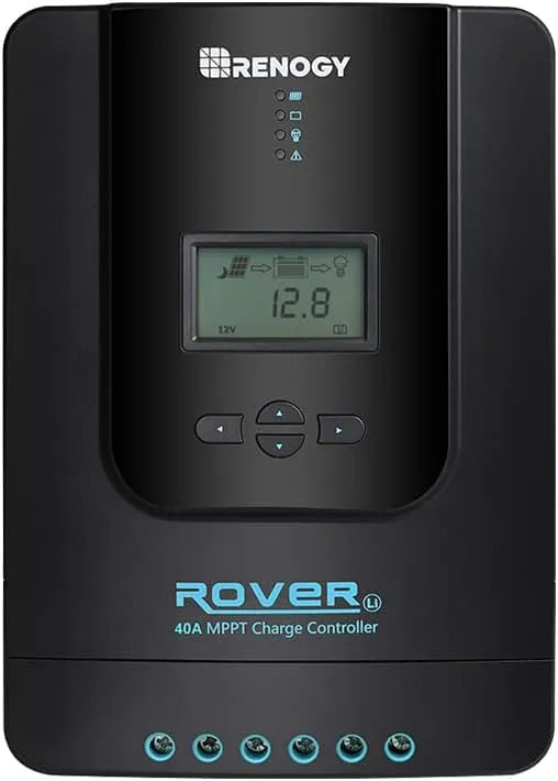 Renogy Akumulator litowy LiFePO4 i akumulator solarny głębokiego rozładowania, 24 V, 40 A, zasilanie słoneczne, z regulatorem MPPT