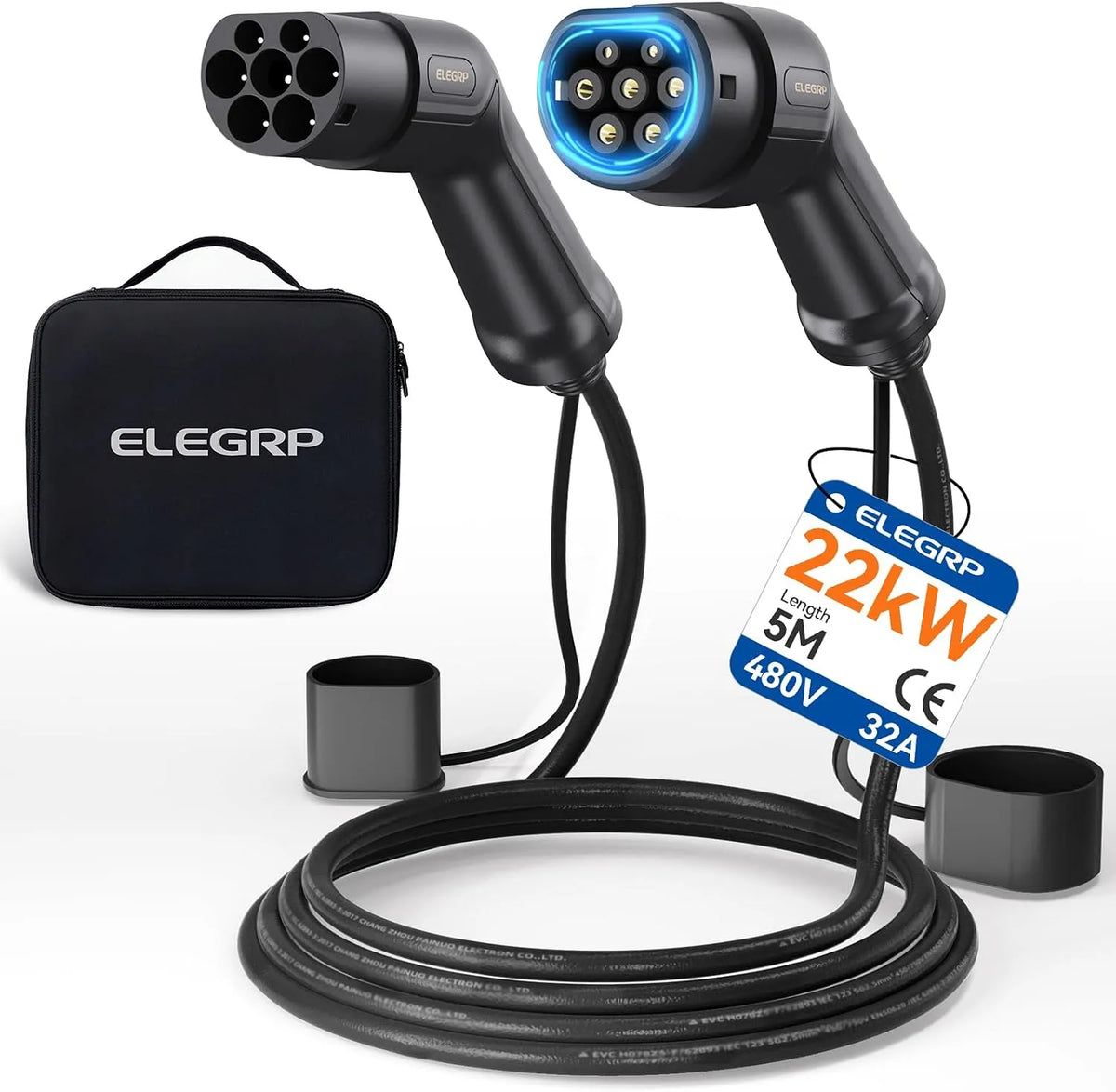 S/3/X/Y Kabel ładowania Typ 2 do samochodu elektrycznego i przewód EV Mode 3, 22 kW, 32 A, 5 m, do pojazdu i zasilania mobilnego