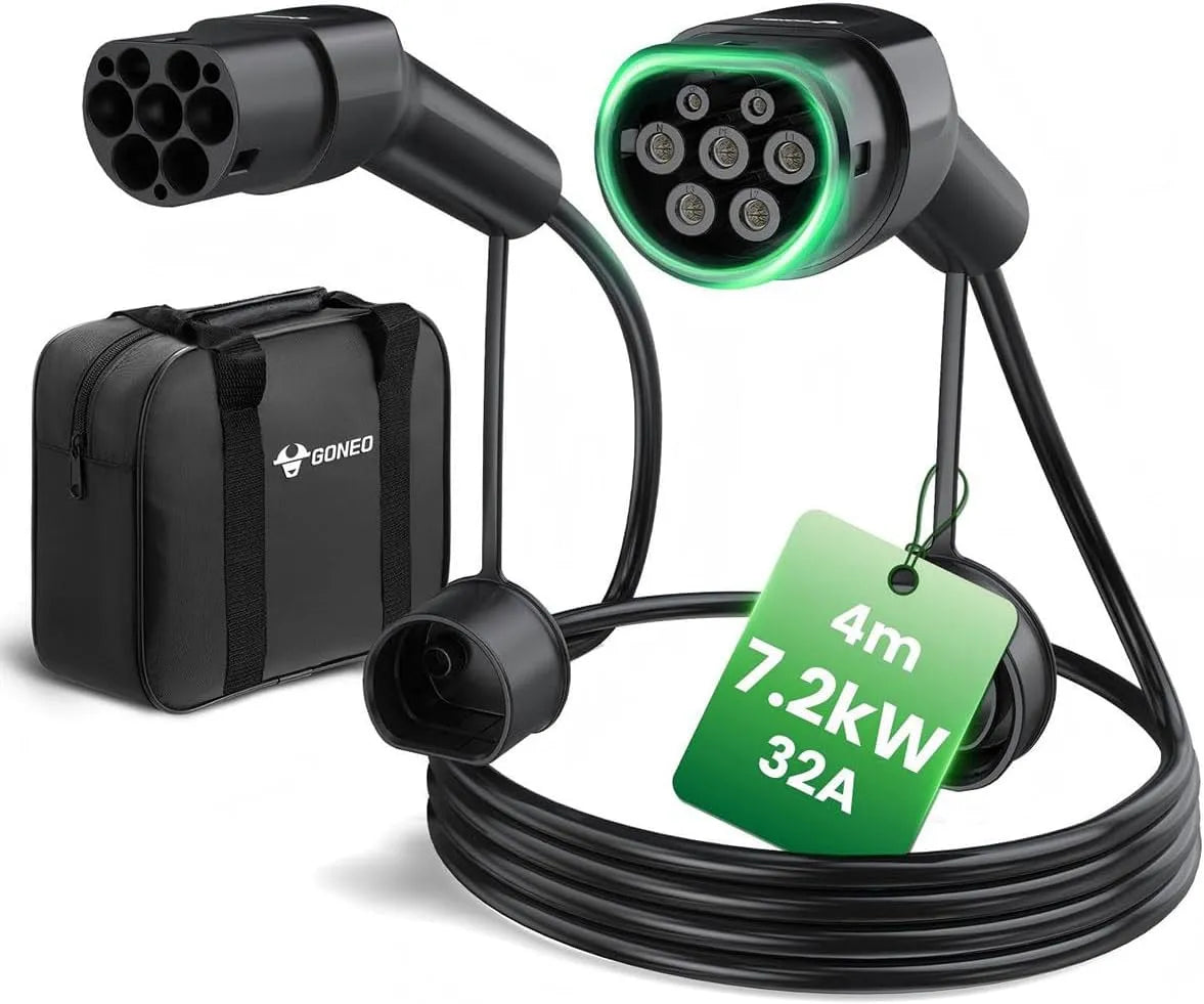 Kabel ładowania Typ 2 do samochodu elektrycznego i przewód EV Mode 3, 7,2 kW, 32 A, IP54, jednofazowy, do pojazdu i zasilania mobilnego