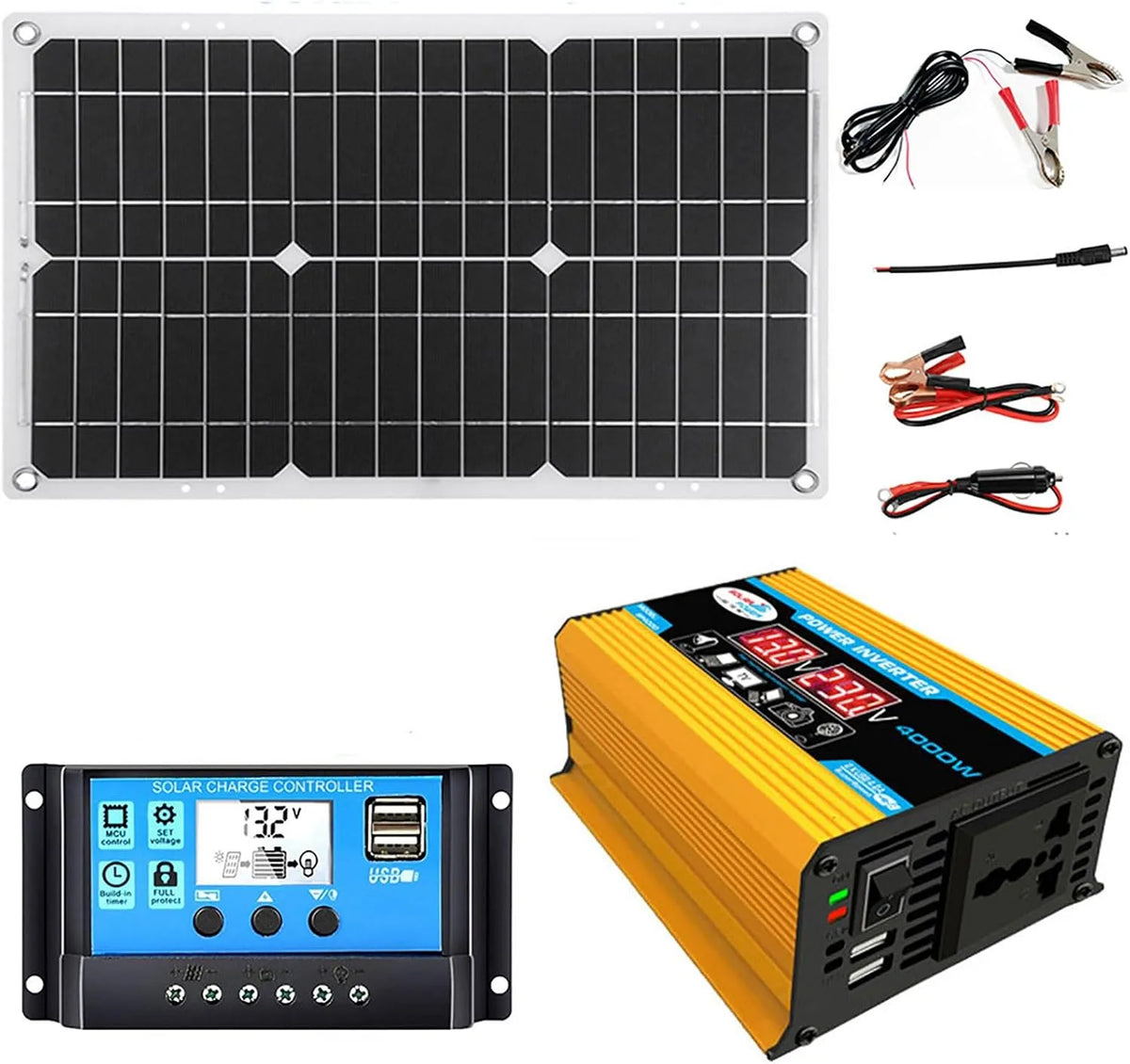 Przetwornica DC-AC i konwerter napięcia, zasilanie słoneczne, 4000 W, 18 W, 30 A, z wyświetlaczem cyfrowym, do oczka wodnego i fontanny