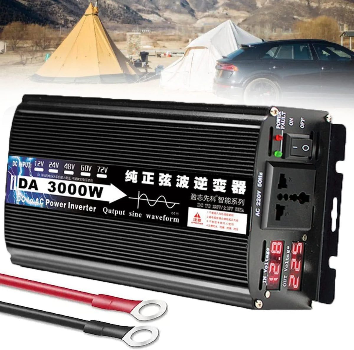 DC12V/24V Przetwornica DC-AC i konwerter napięcia, 3000W, 4000W, na kemping i do kampera, z wyświetlaczem cyfrowym, 5000W, 6000W