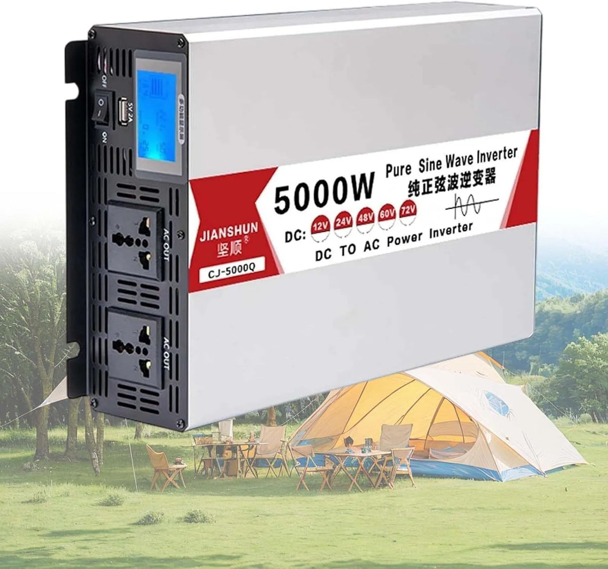 Przetwornica DC-AC i konwerter napięcia, zasilanie słoneczne, 5000W, 12V, 24V, 48V, do instalacji solarnej off-grid