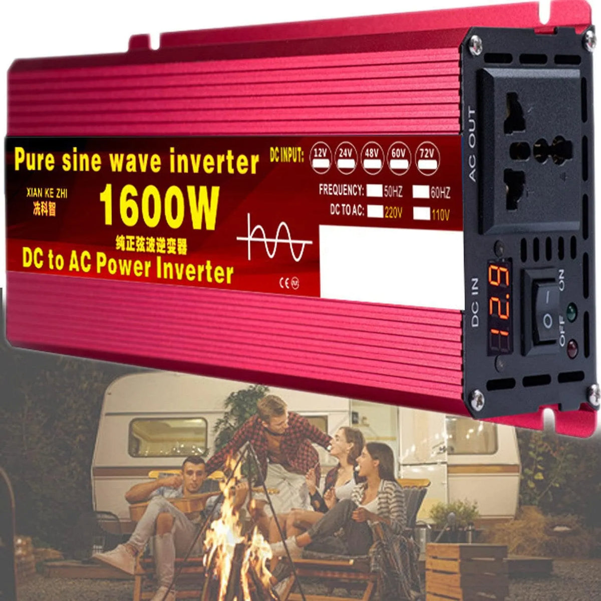 Przetwornica DC-AC i konwerter napięcia, 1000W, 1600W, 2200W, 3000W