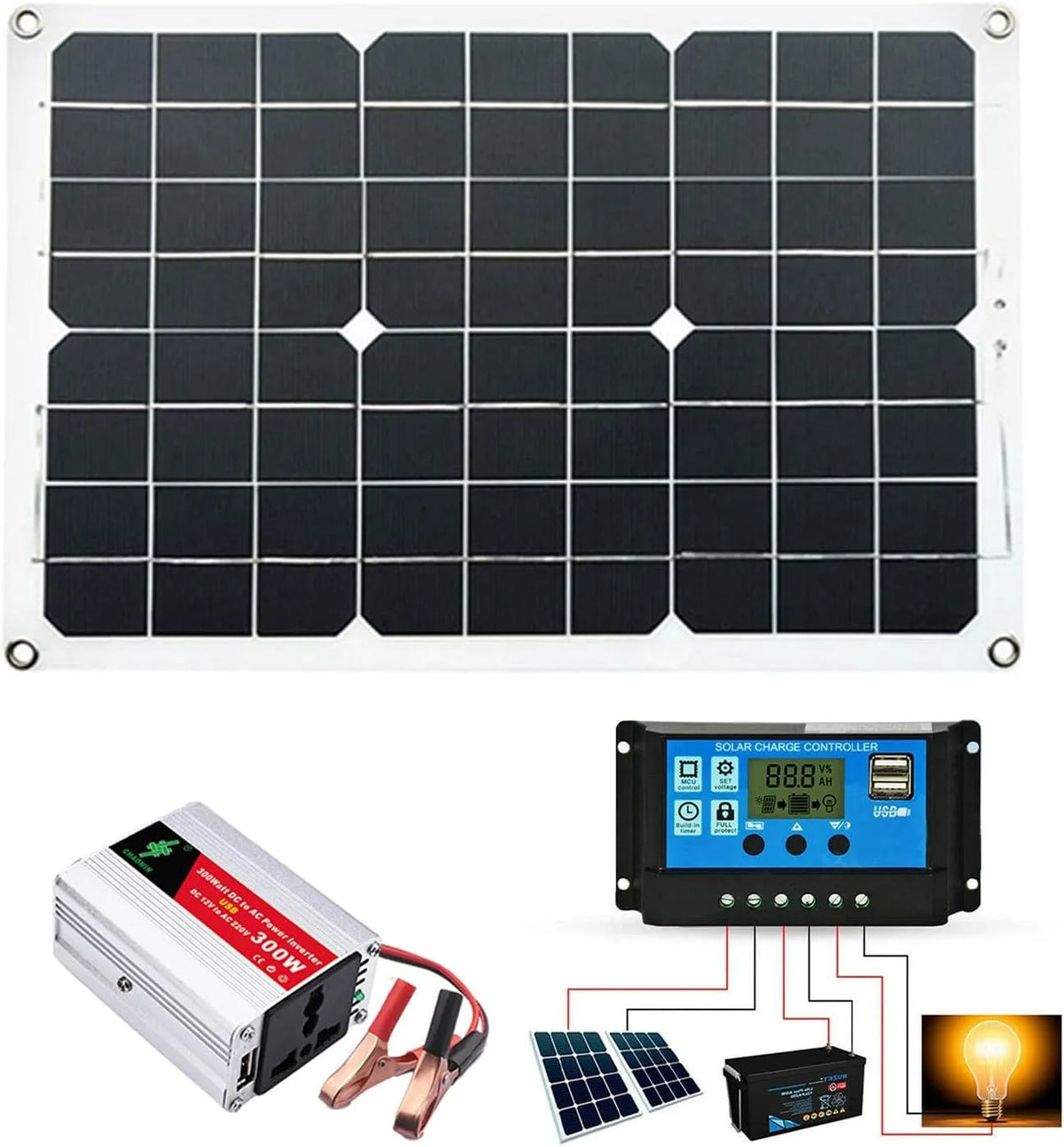 Przenośna stacja zasilania i generator solarny, 300 W, zasilanie słoneczne