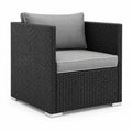 Fotel ogrodowy z technorattanu 80x75x70 cm Czarny/Szary