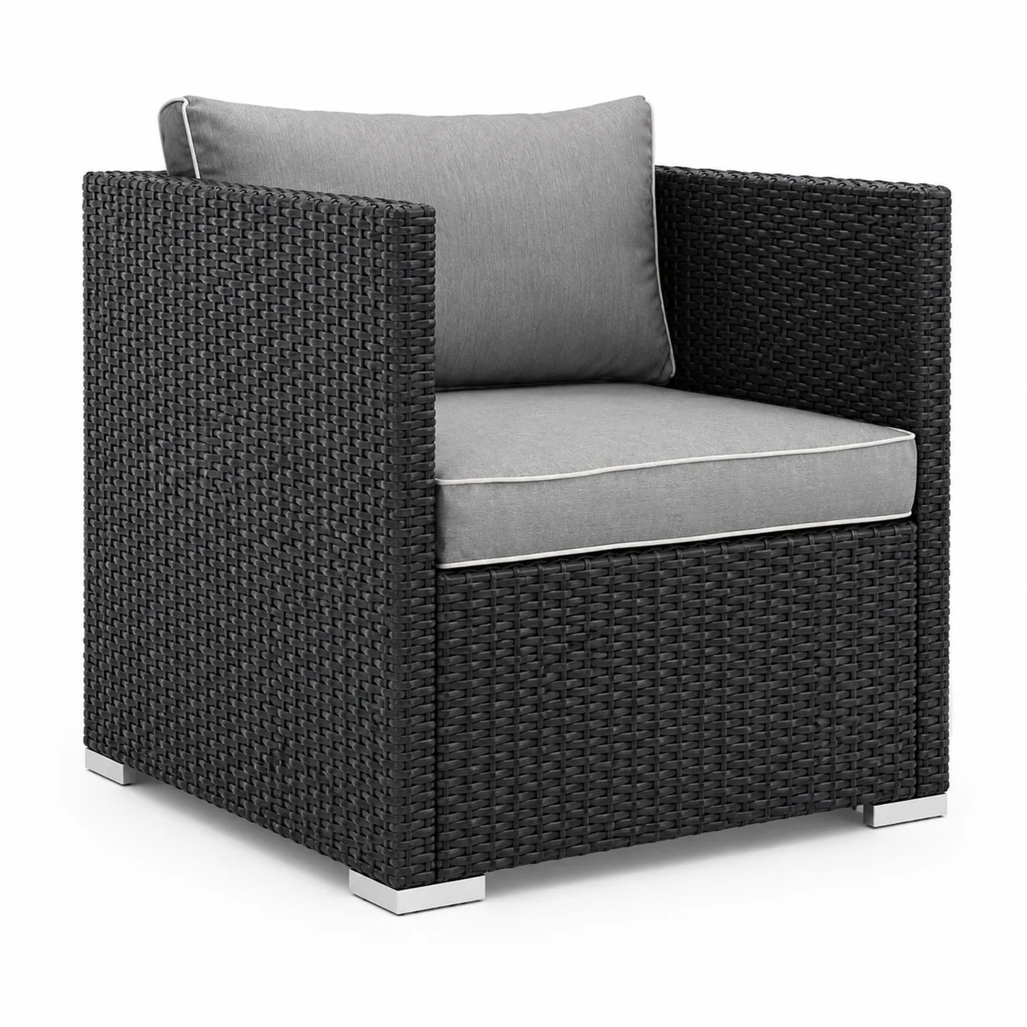 Fotel ogrodowy z technorattanu 80x75x70 cm Czarny/Szary