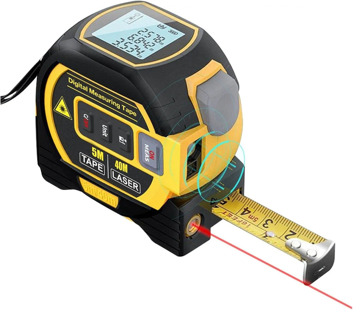 Dalmierz laserowy: LCD, z wyświetlaczem, 5m
