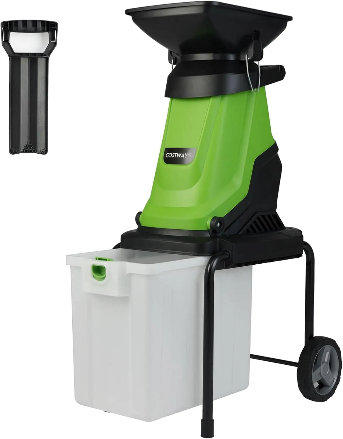 COSTWAY Rozdrabniacz ogrodowy: mobilna konstrukcja, 45 mm, 50 l, 3000 W, do pielęgnacji ogrodu, zielony