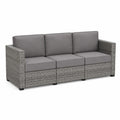 3-osobowa sofa z rattanu PE szara 200 cm