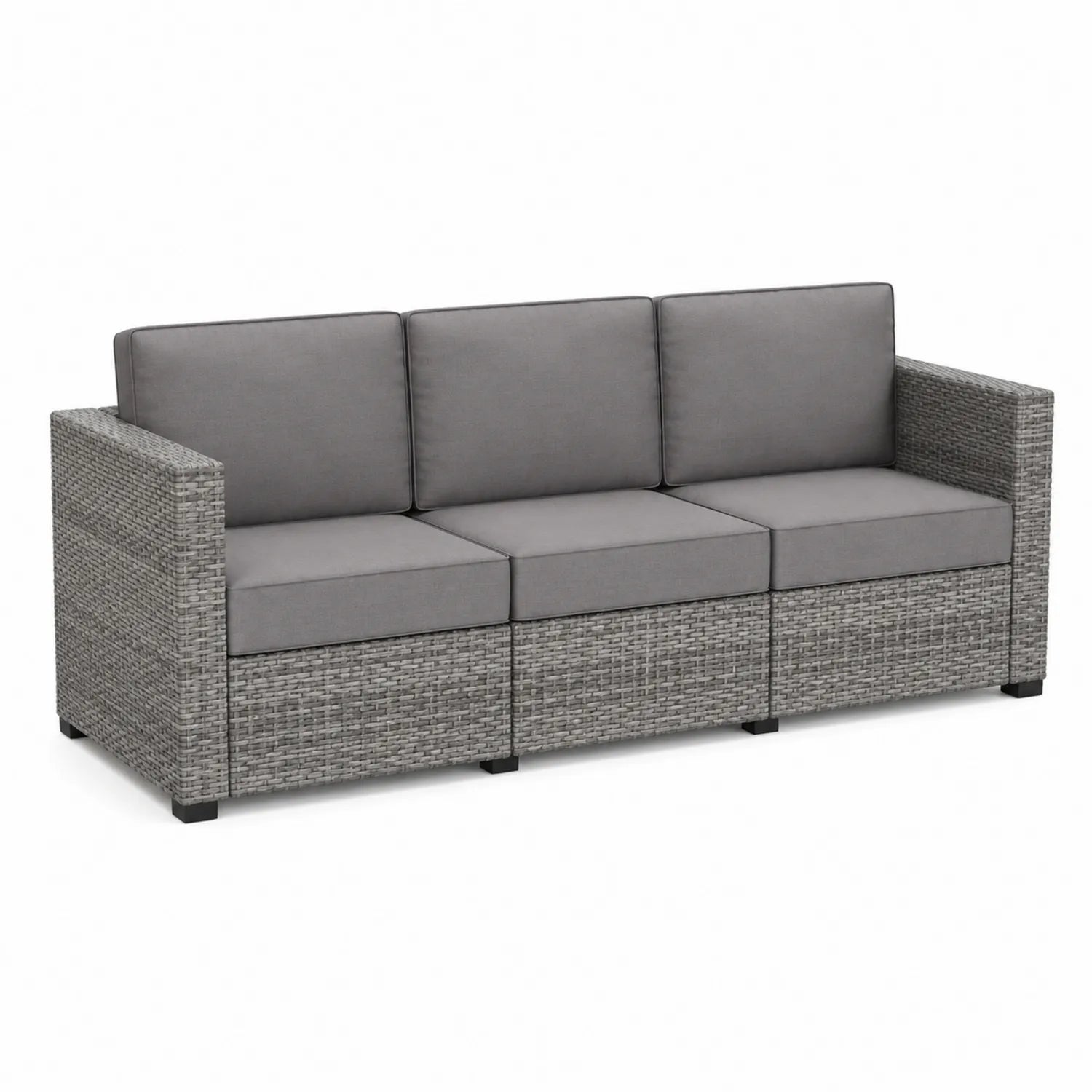 3-osobowa sofa z rattanu PE szara 200 cm