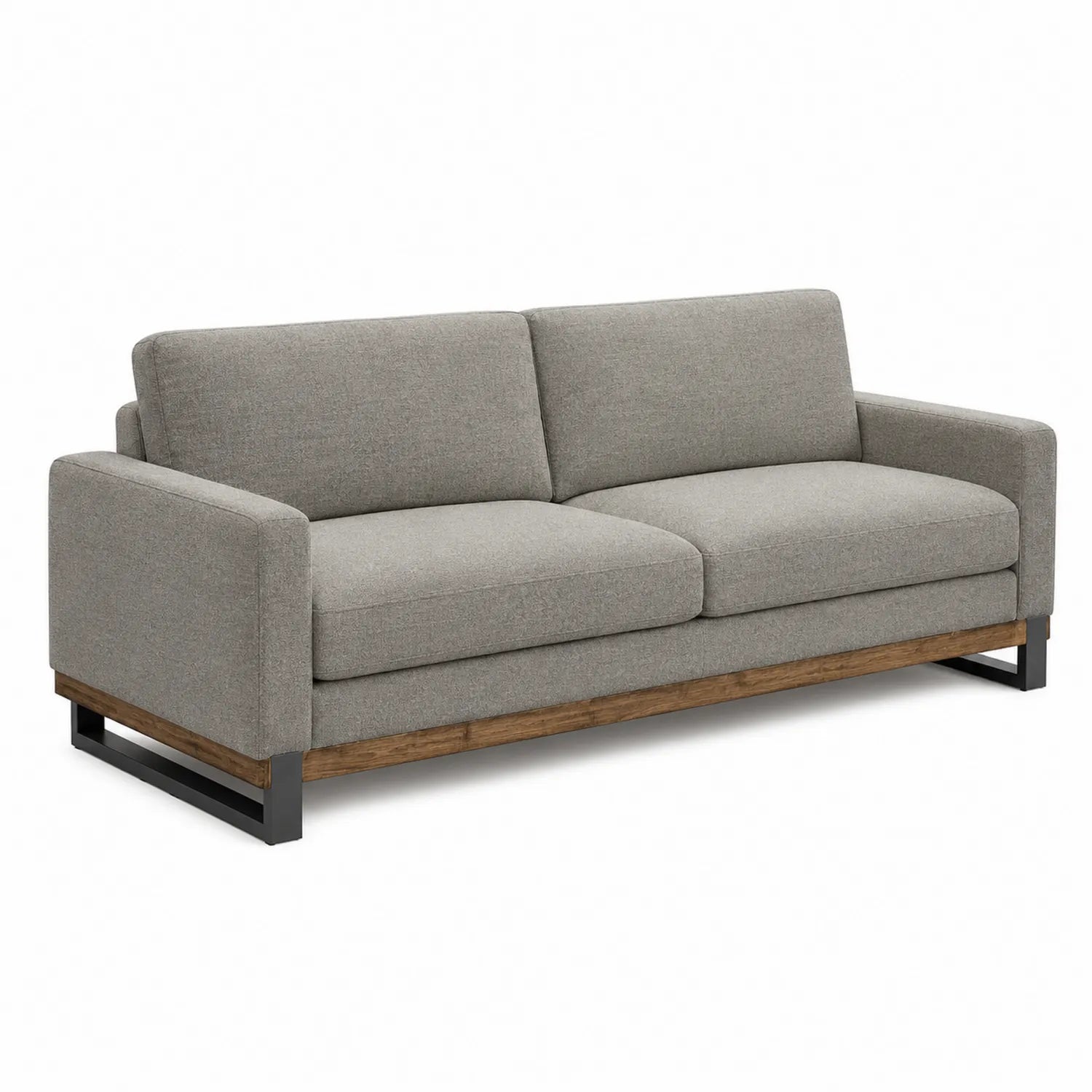 Sofa 3-osobowa z tkaniny lnianej, szara