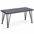 Stół ogrodowy prostokątny z drewna i metalu czarny 120x60x45 cm