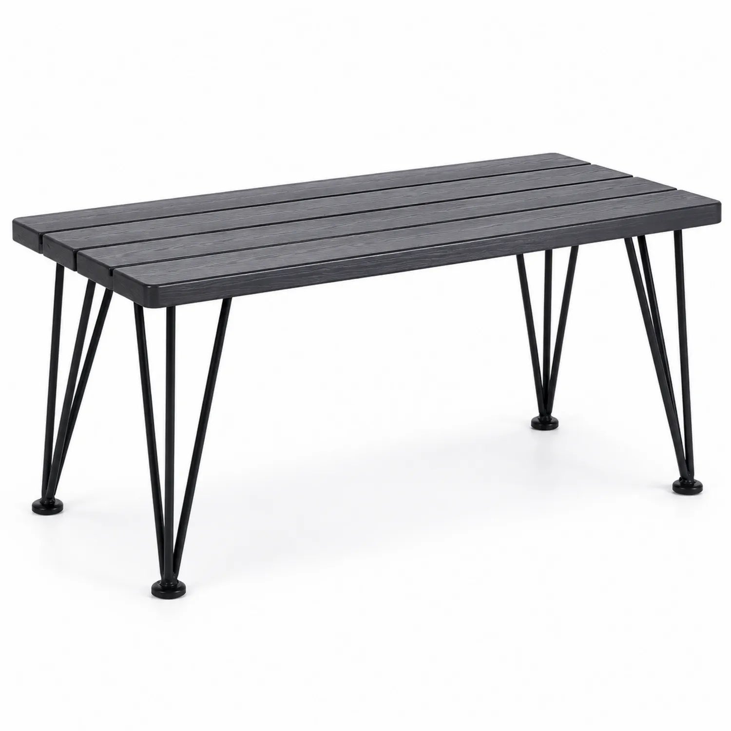 Stół ogrodowy prostokątny z drewna i metalu czarny 120x60x45 cm