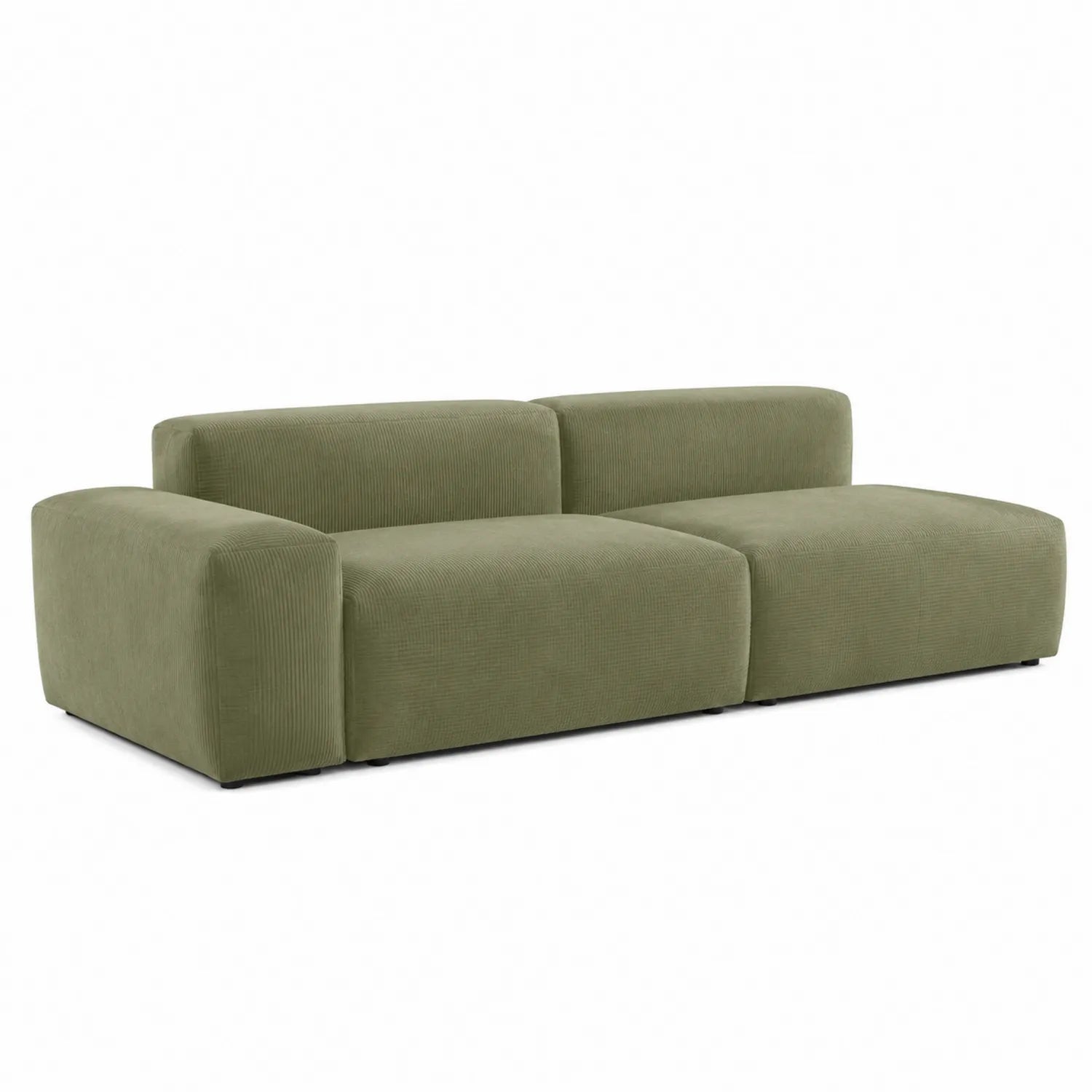 Sofa modułowa sztruksowa zielona 2-częściowa