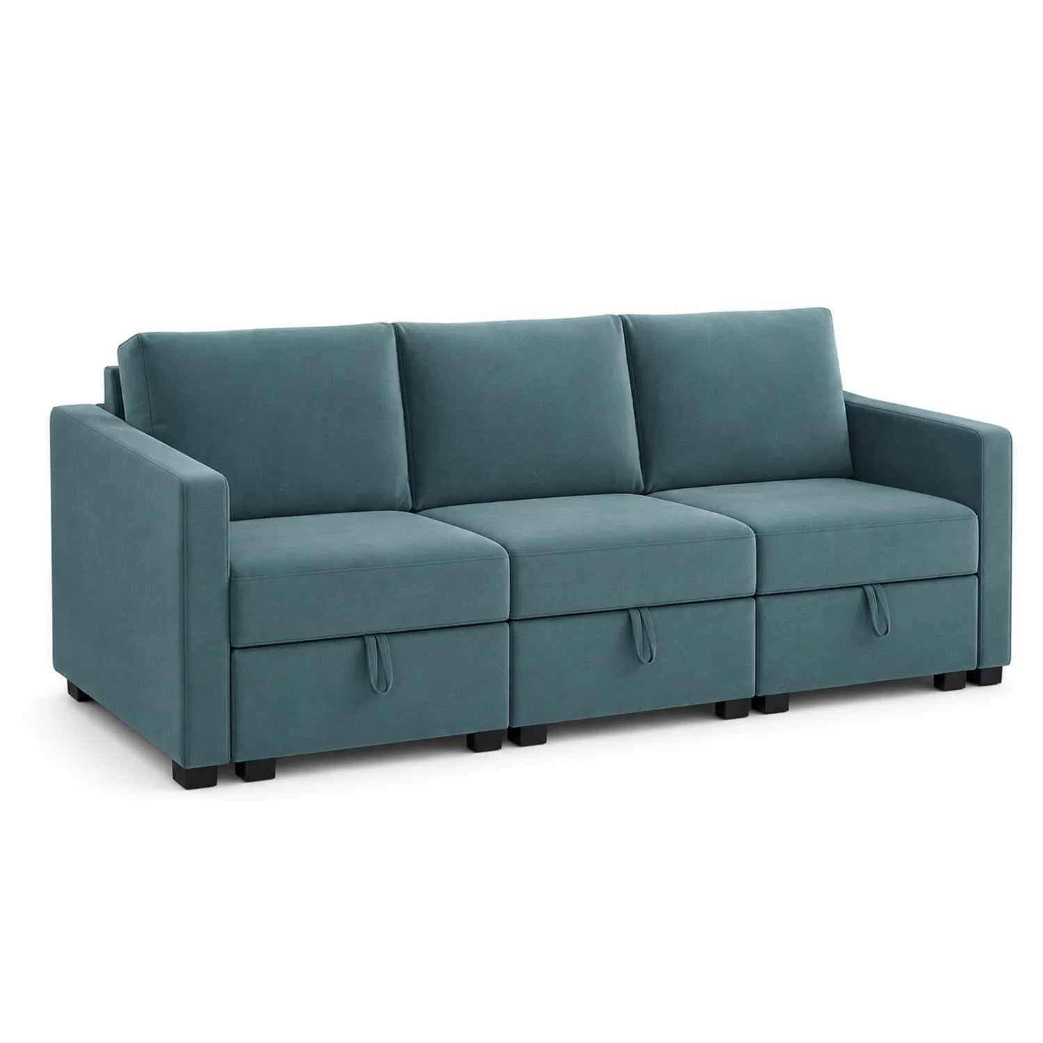 Sofa trzyosobowa welurowa turkusowa 230cm
