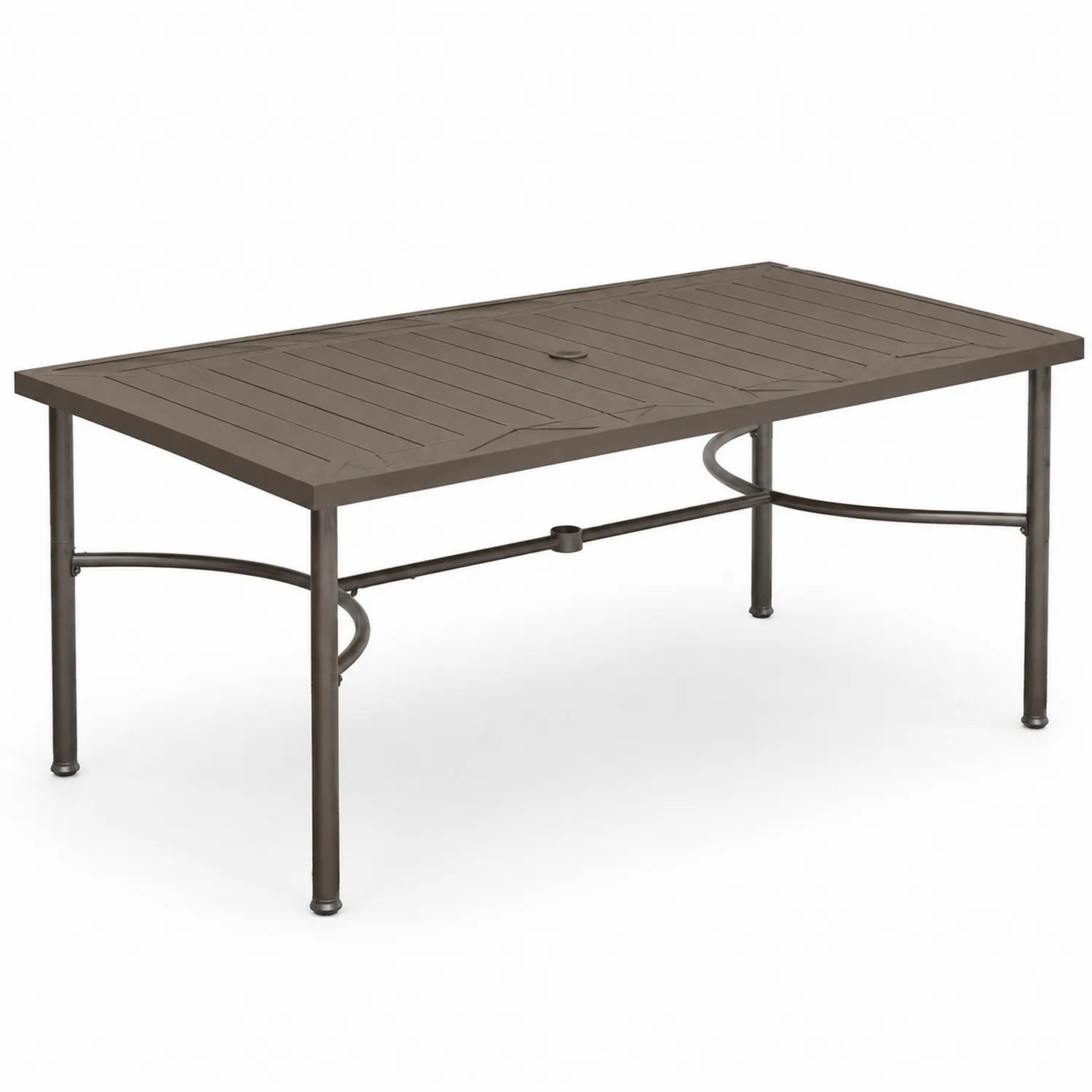 Prostokątny stół ogrodowy metalowy ciemnobrązowy 150x90x74 cm