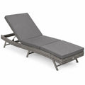 Leżak ogrodowy technorattan szary 200x70x35 cm