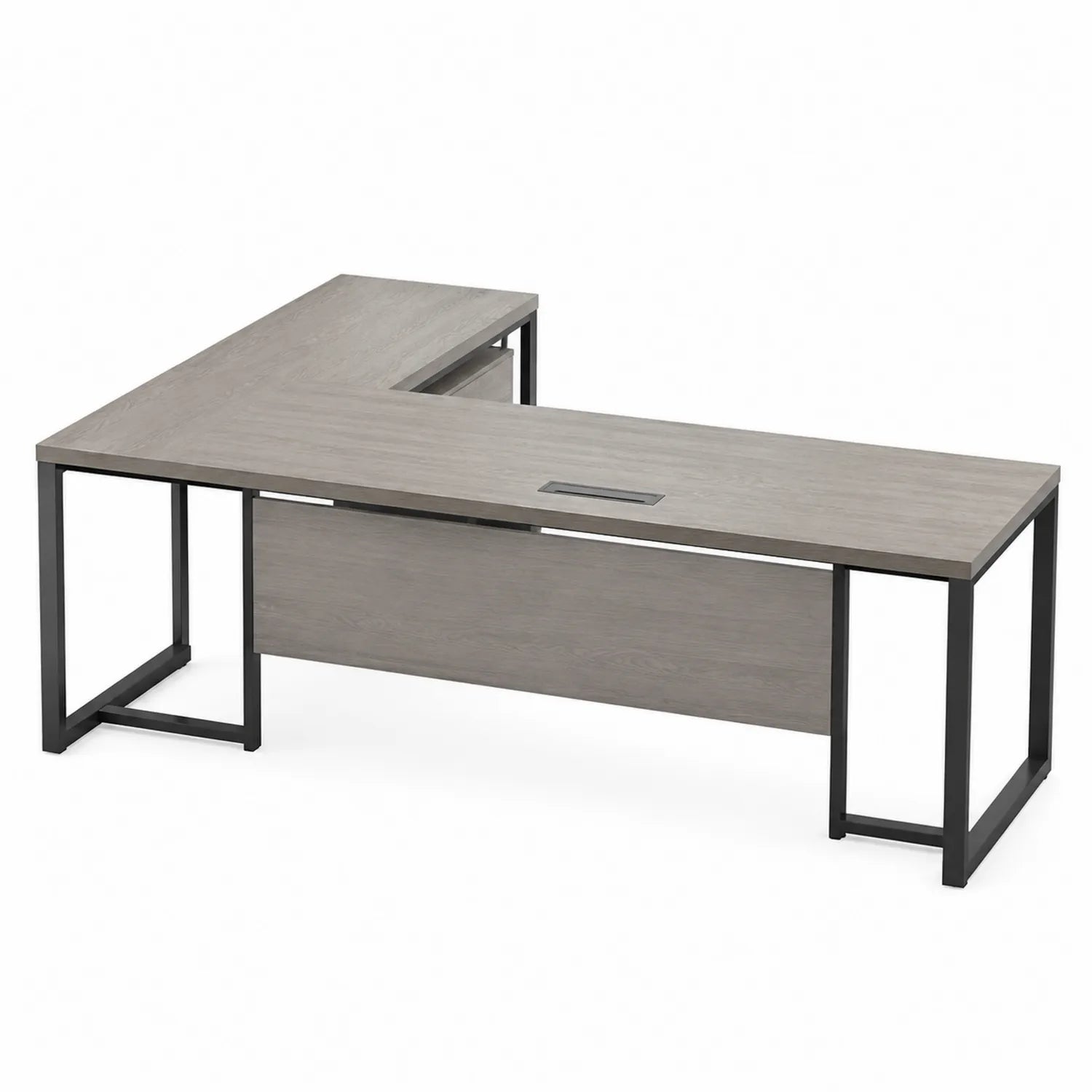 Biurko narożne L z płyty wiórowej i metalu 200x150x75 cm Szary