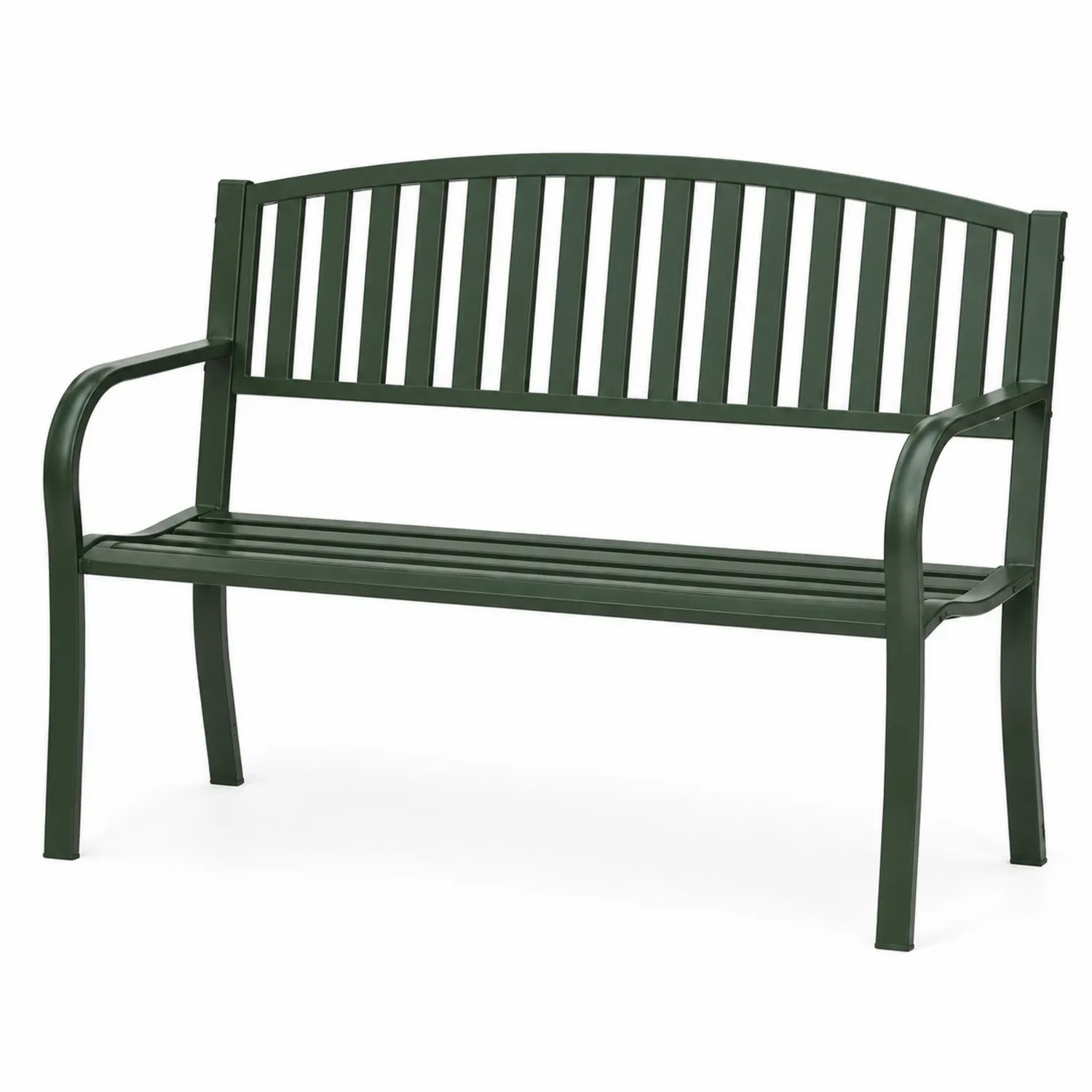 Ławka ogrodowa metalowa zielona 120cm