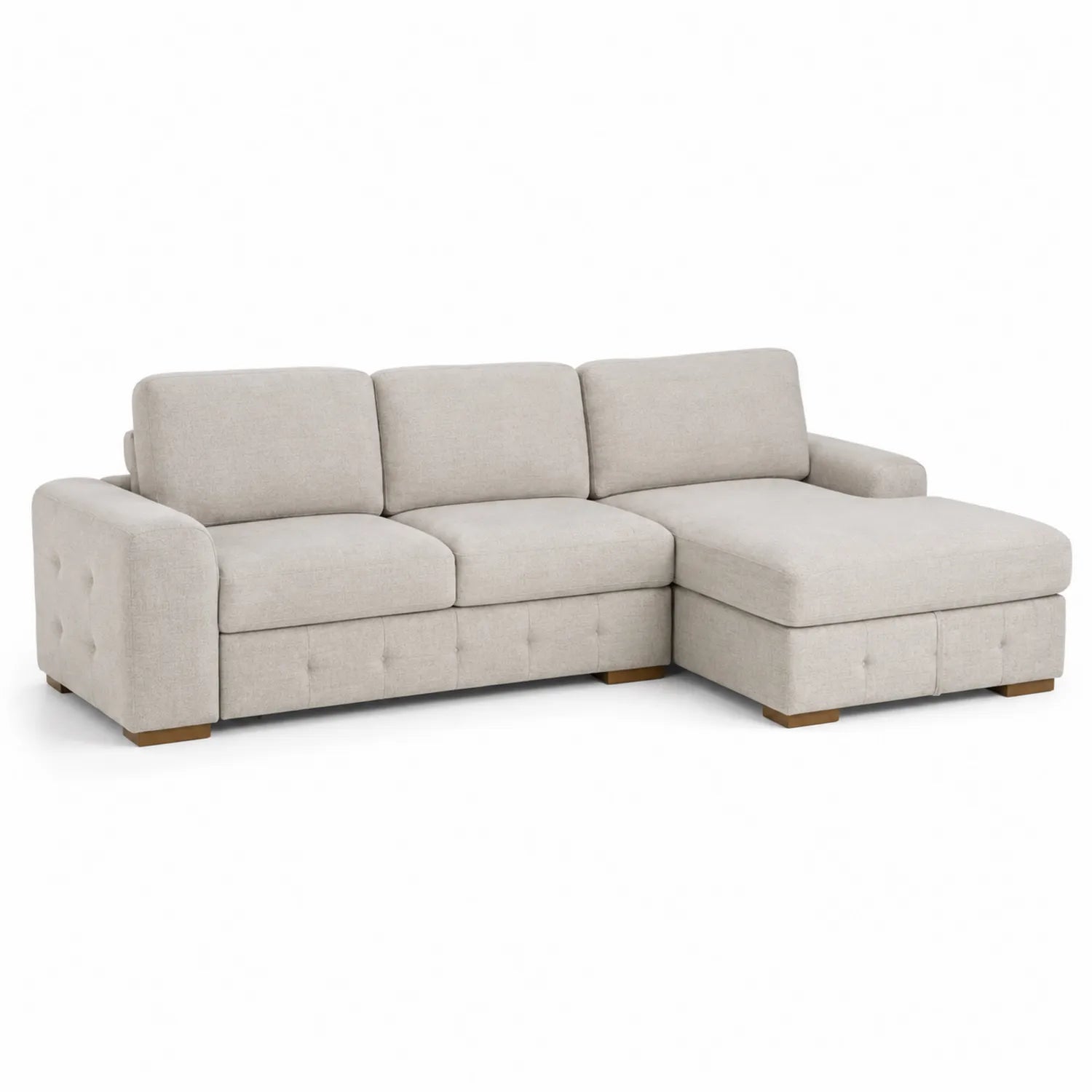Sofa narożna z tkaniny L jasnoszary 300 cm
